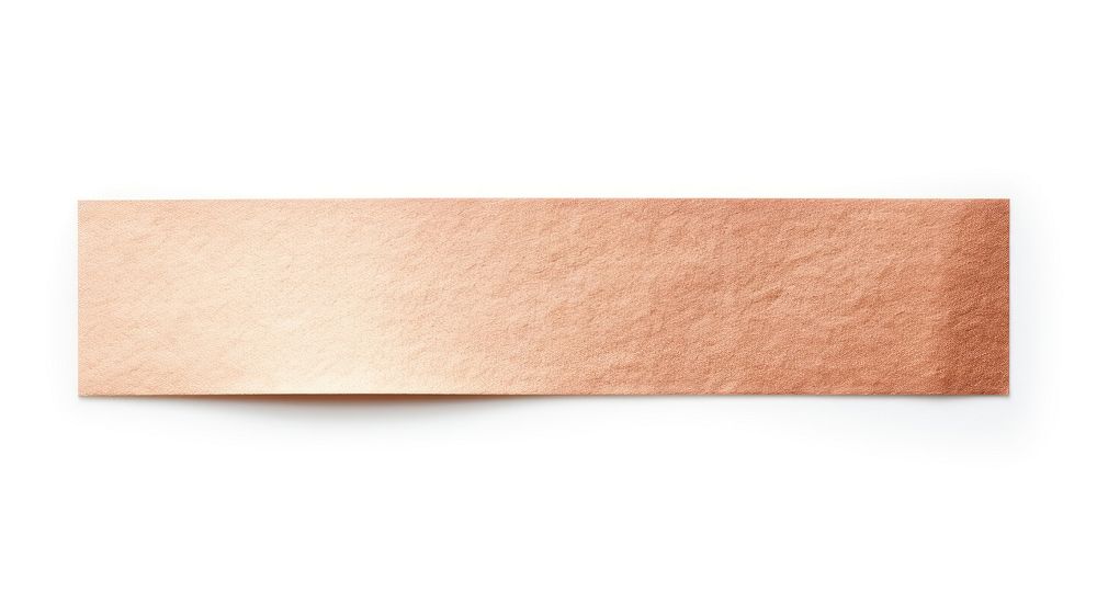 Rose gold adhesive strip paper white background rectangle.