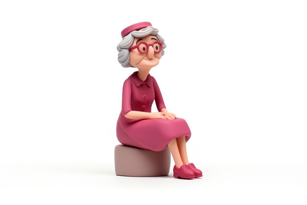 Woman middle age figurine white background representation.
