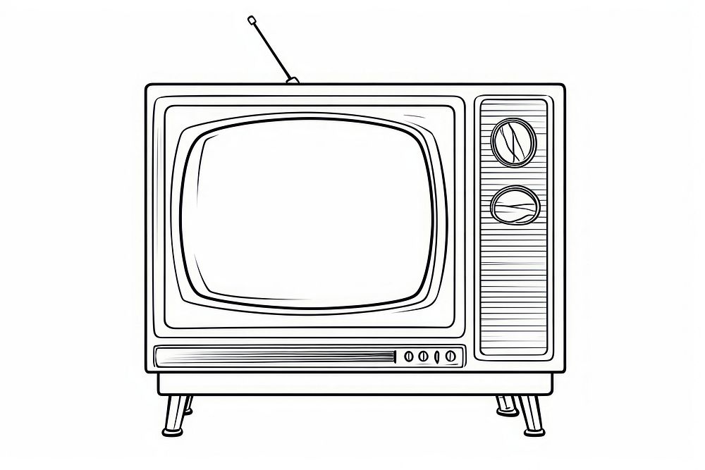 Television sketch white background electronics.