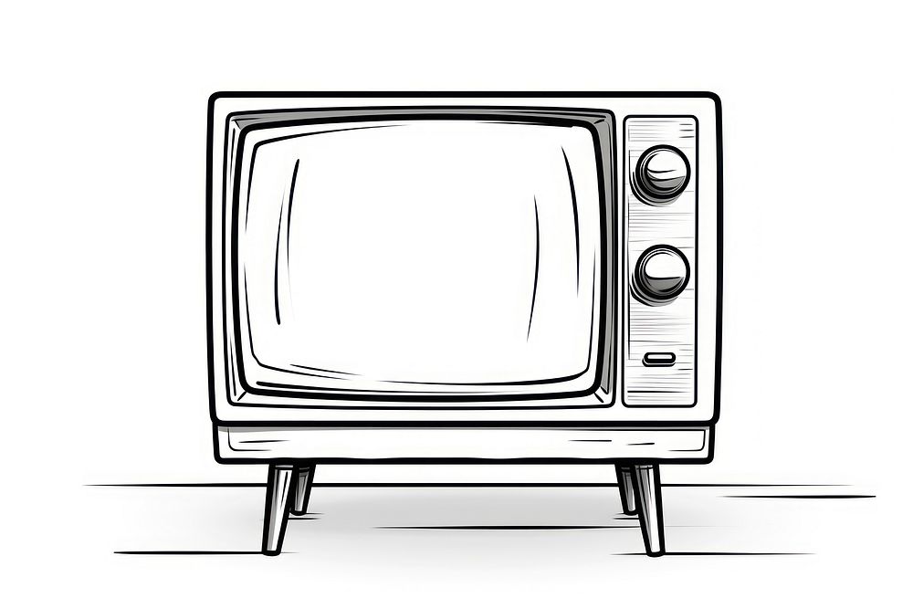 Television sketch white background electronics.