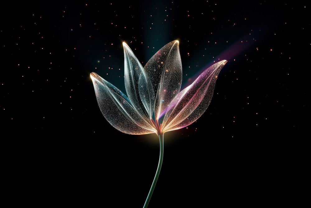 Tulip shape sparkle light glitter outdoors nature night.