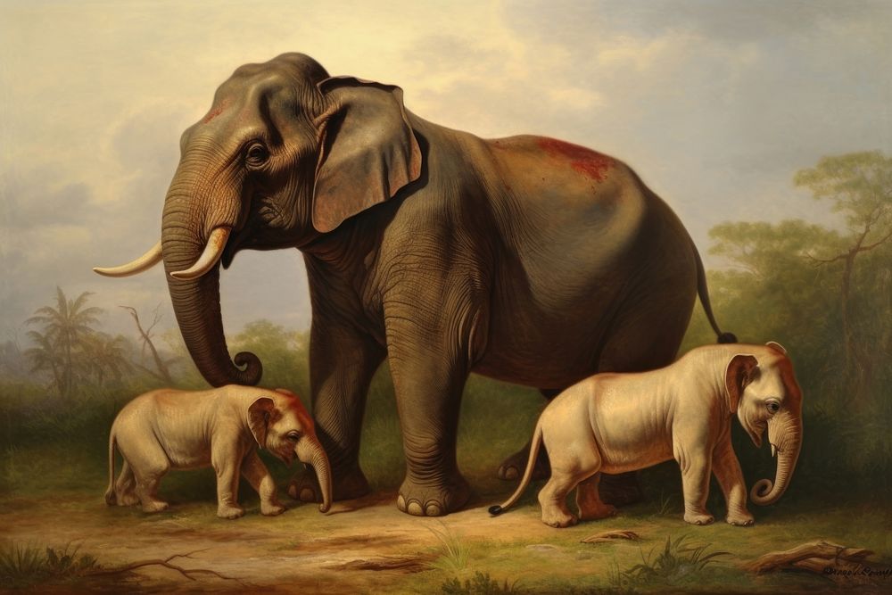 Animals painting animal elephant.