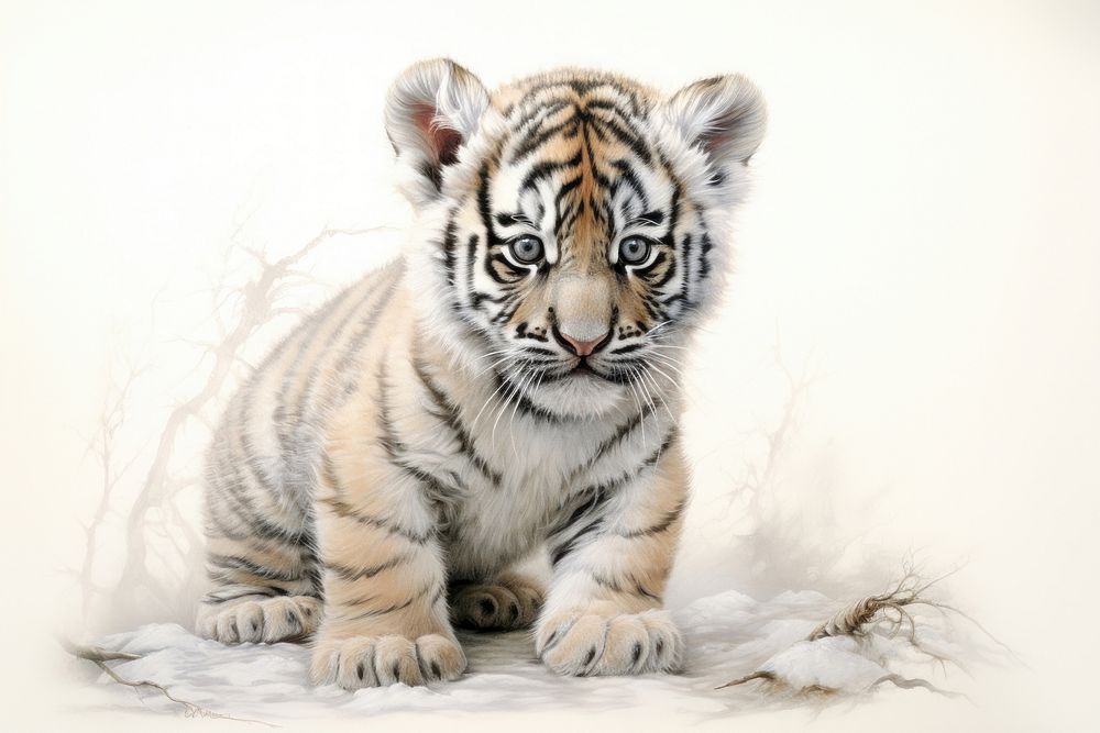 Baby tiger wildlife animal mammal.