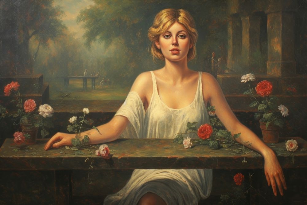 Rose Garden painting art portrait.