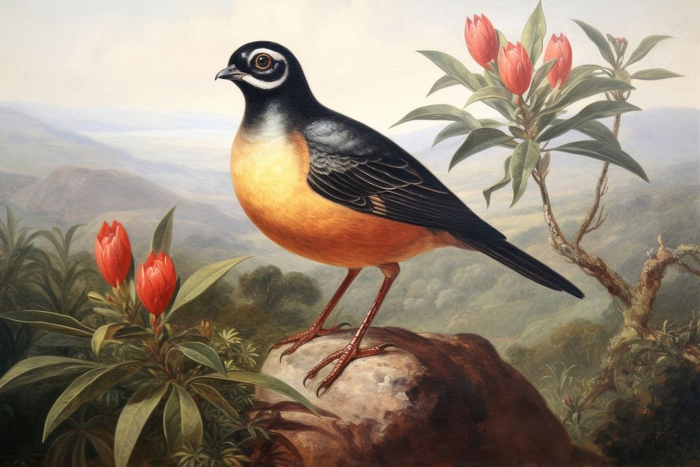 The bird painting animal beak.