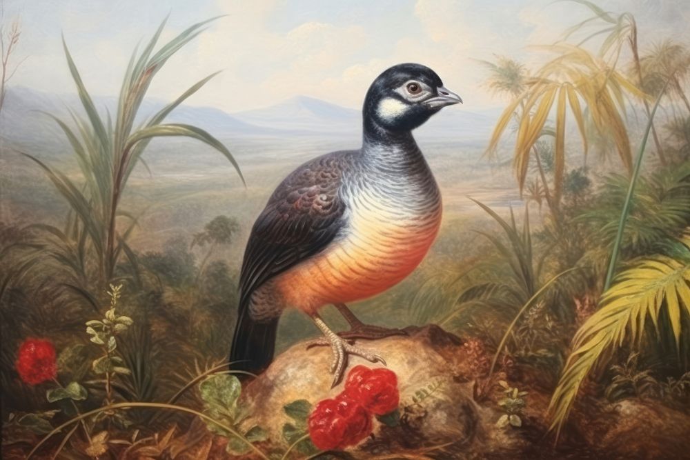 The bird pheasant painting animal.