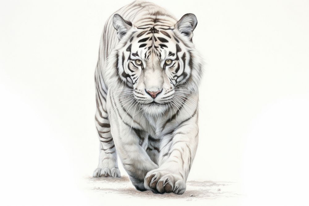 White Tiger tiger wildlife drawing.