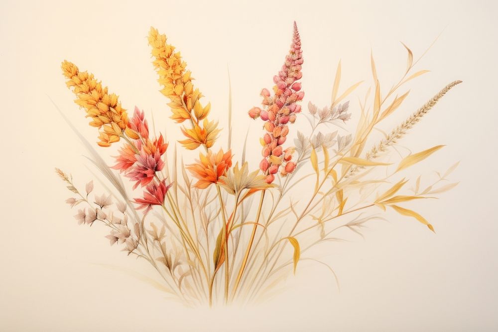 Wildflower painting plant wheat.