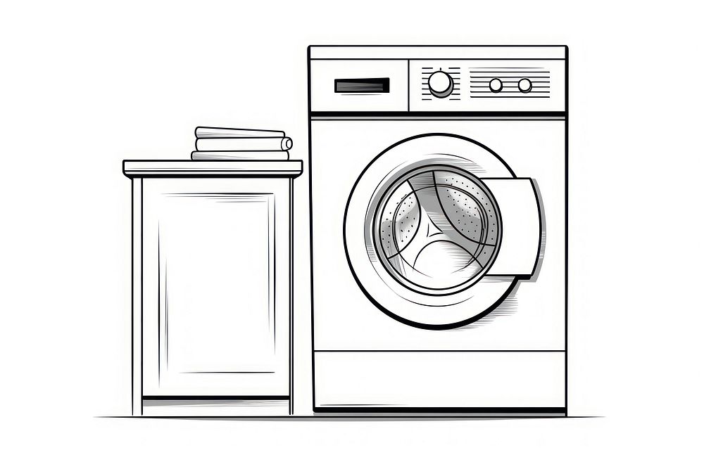 Washing machine appliance washing sketch.