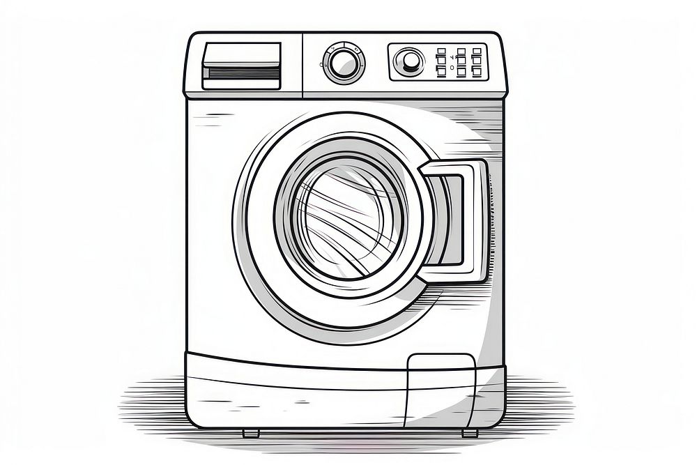 Washing machine appliance washing sketch.