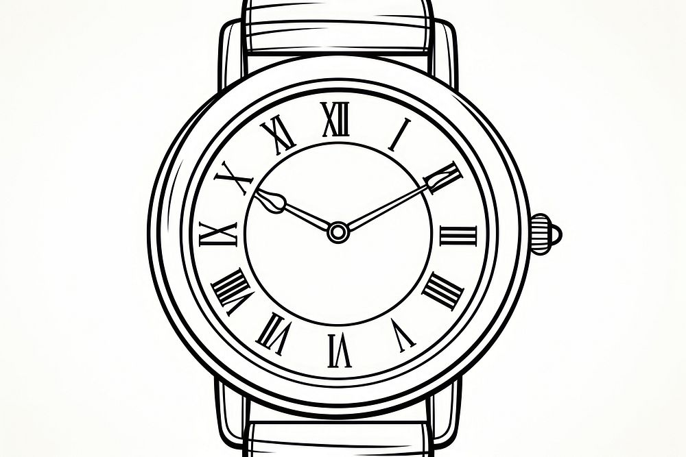 Watch wristwatch sketch white.