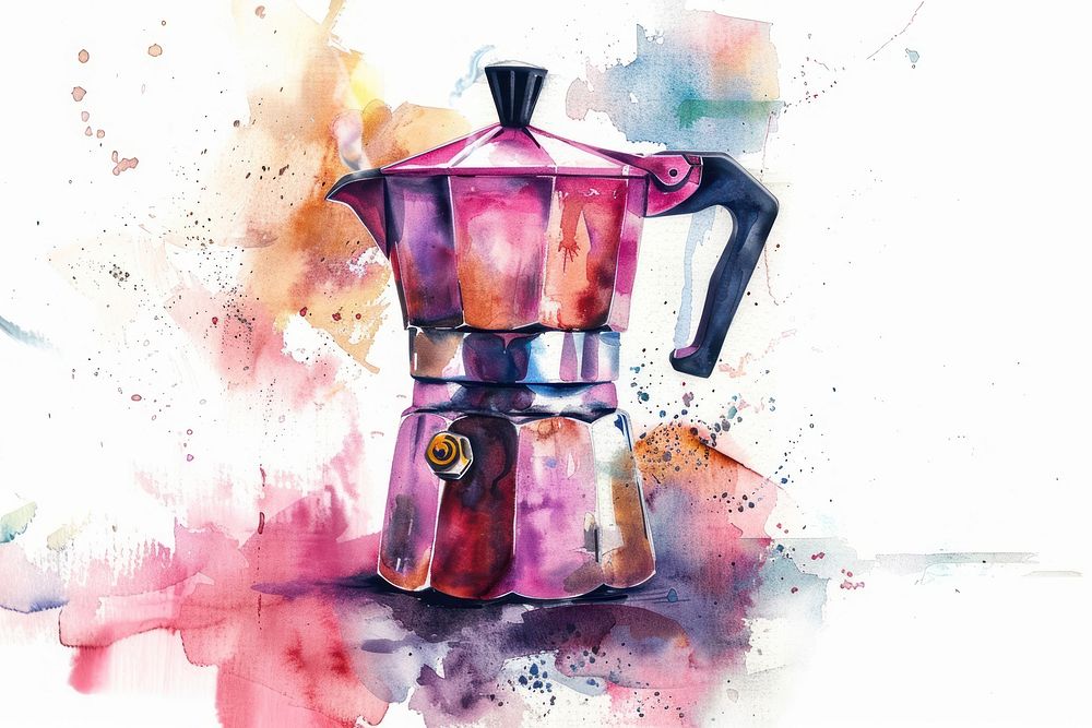 Moka pot appliance purple coffee.