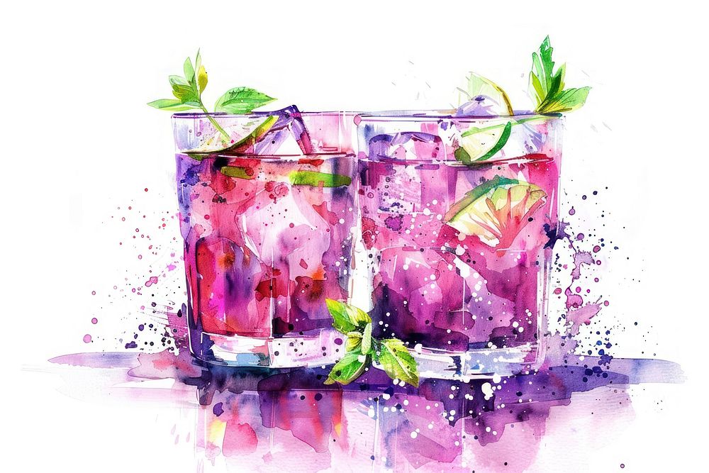 Mojito purple cocktail drink.