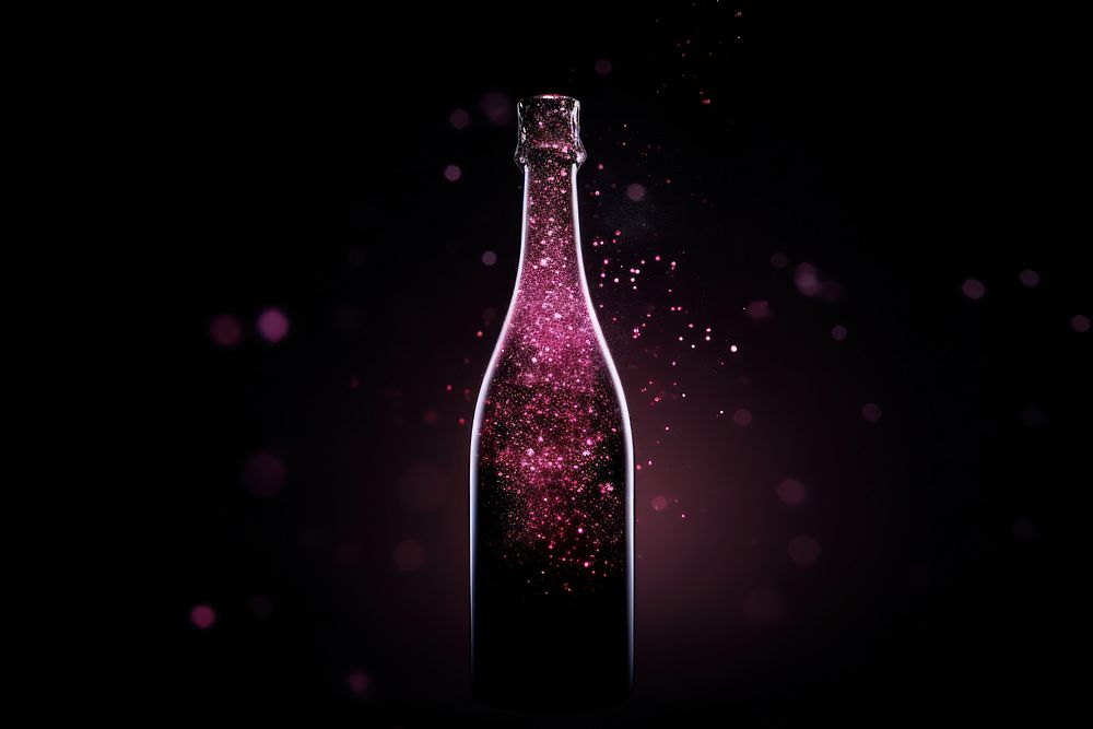 Wine sparkle light glitter bottle glass drink.