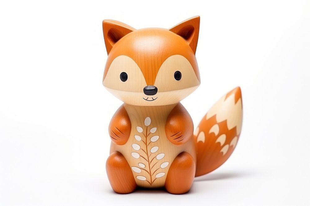 Fox Wooden cute toy figurine mammal.