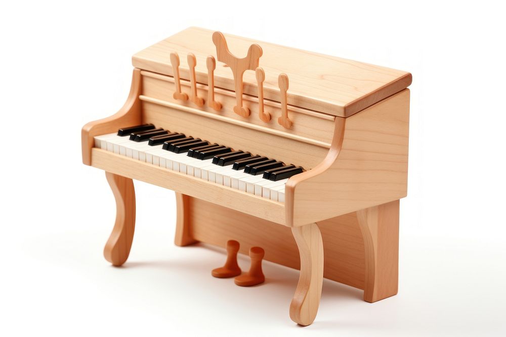 Piano keyboard wood white background.