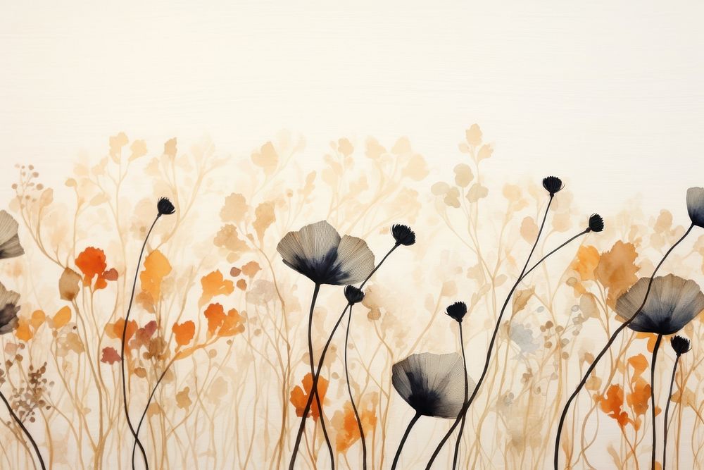 Memphis dried flowers backgrounds painting pattern.