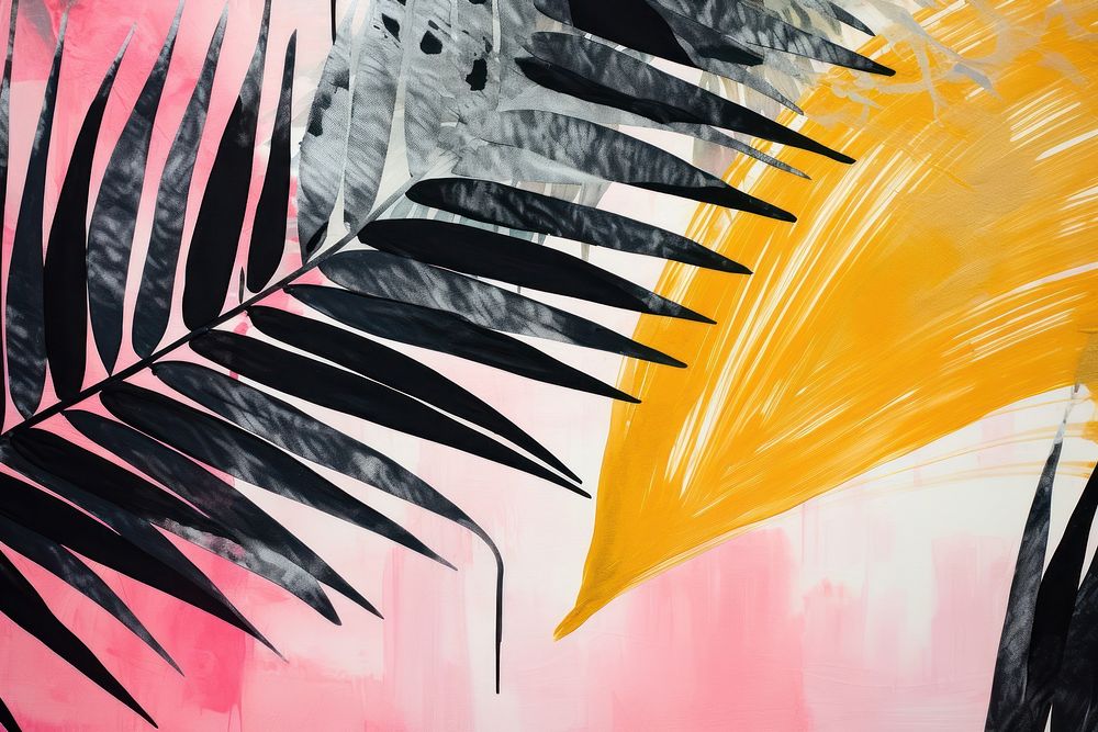 Memphis palm leaves backgrounds abstract painting.
