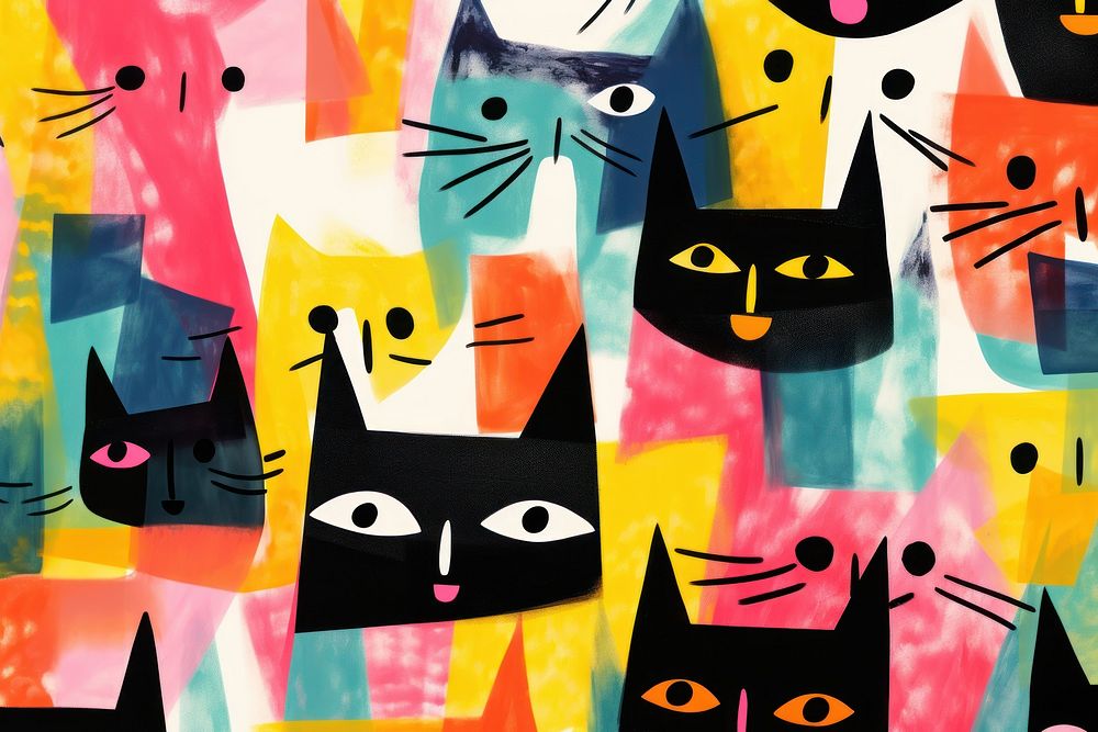 Cats backgrounds painting line.