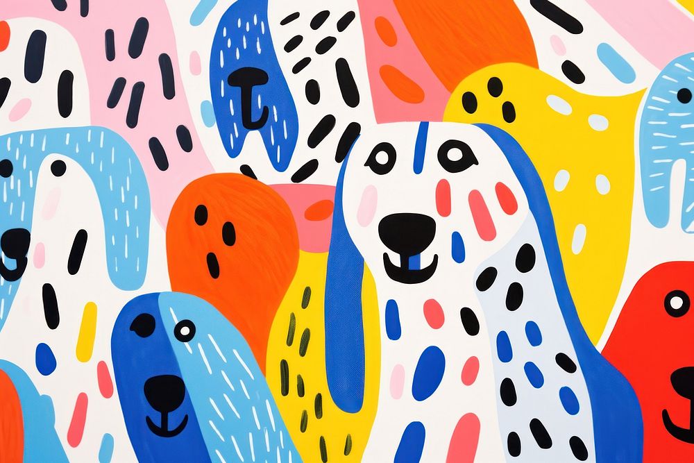 Dogs backgrounds painting pattern.