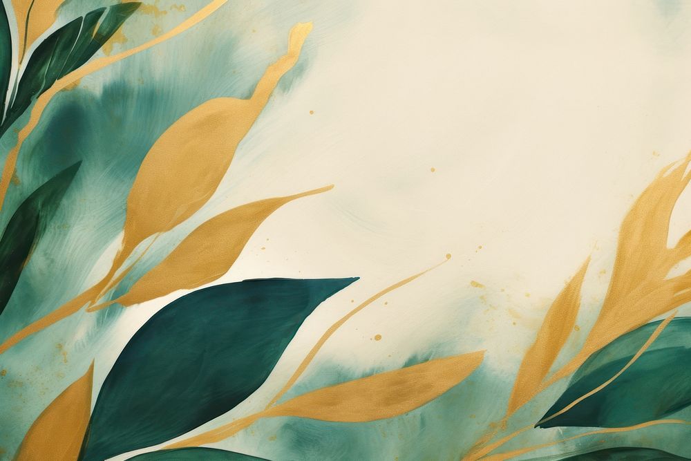 Green leaves backgrounds abstract painting.