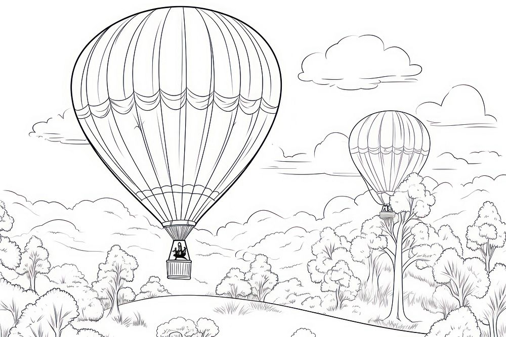 Air balloon sketch aircraft vehicle.