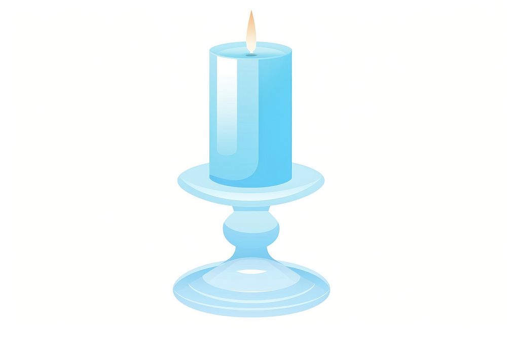 Baby blue retro glass candlestick holder illuminated celebration lighting.