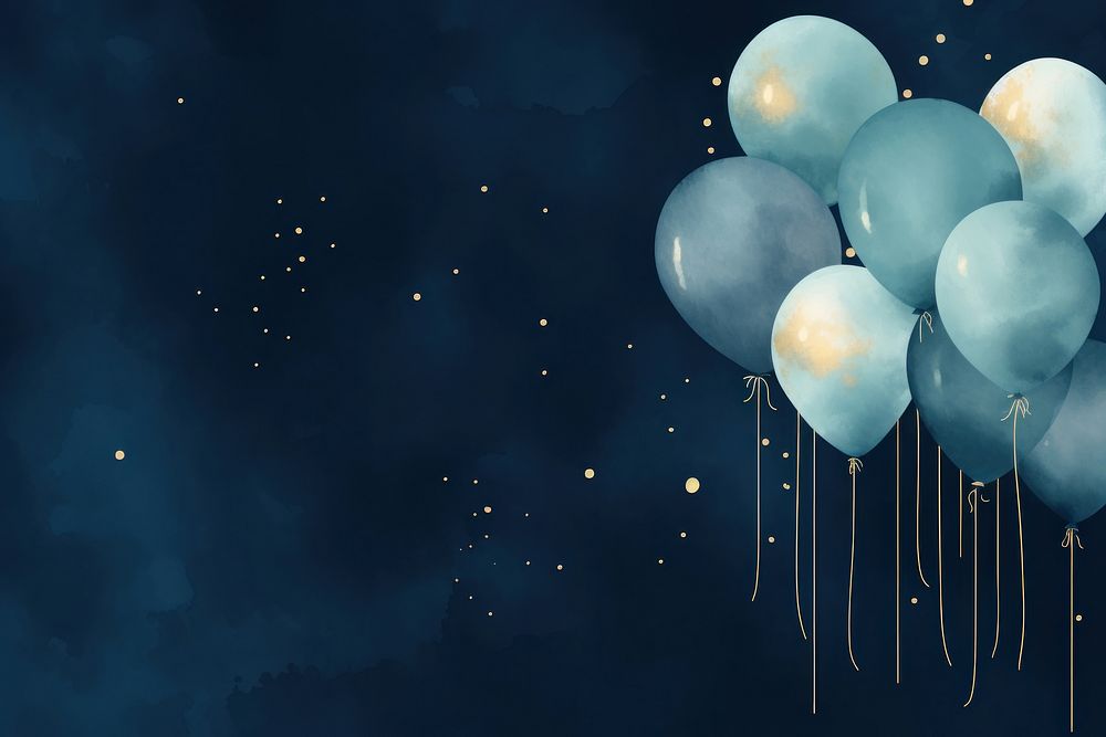 Balloon watercolor blue illuminated celebration.