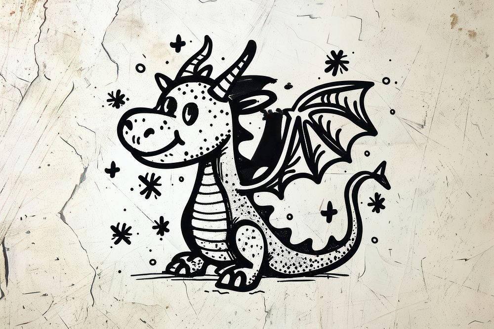 Dragon drawing sketch doodle.