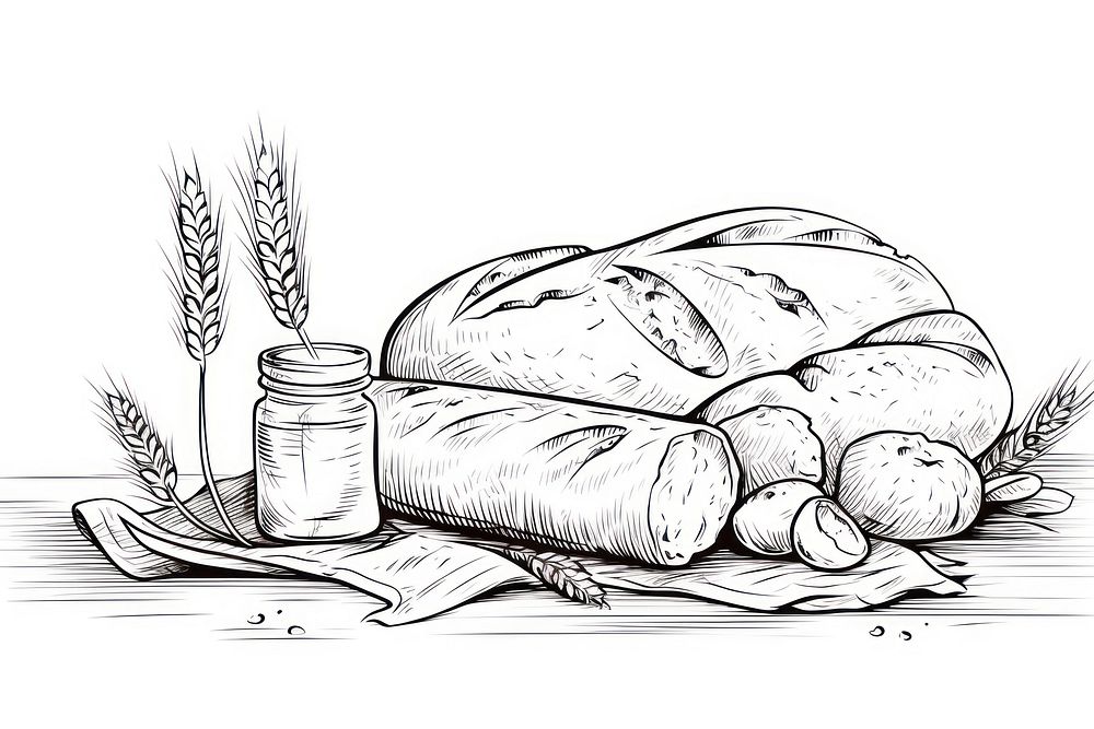 Bread sketch drawing food.