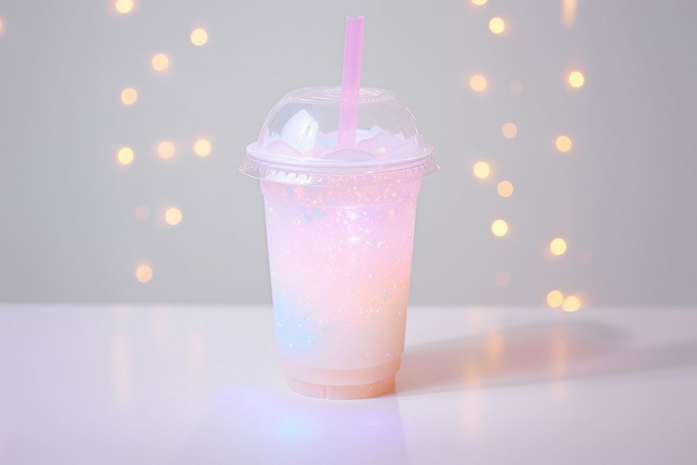 Bubble milk tea drink pink refreshment.