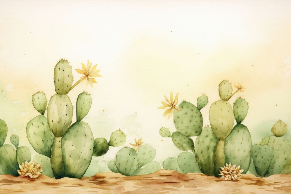 Cactus watercolor background painting plant green.