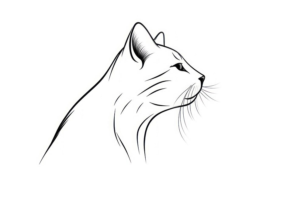 Cat short hair sketch drawing animal.