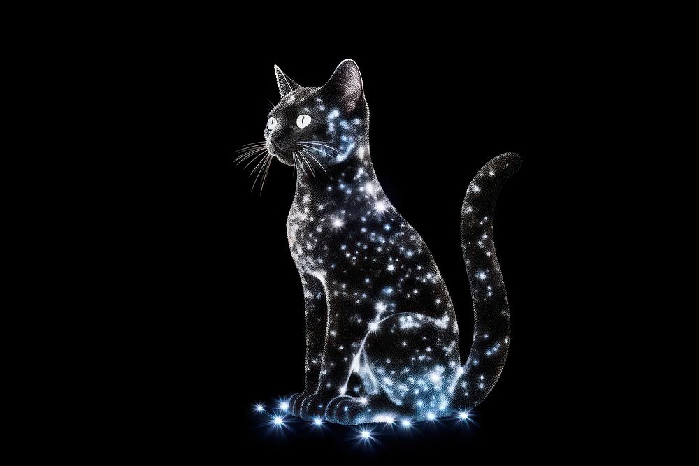 Cat sparkle light glitter animal mammal black.