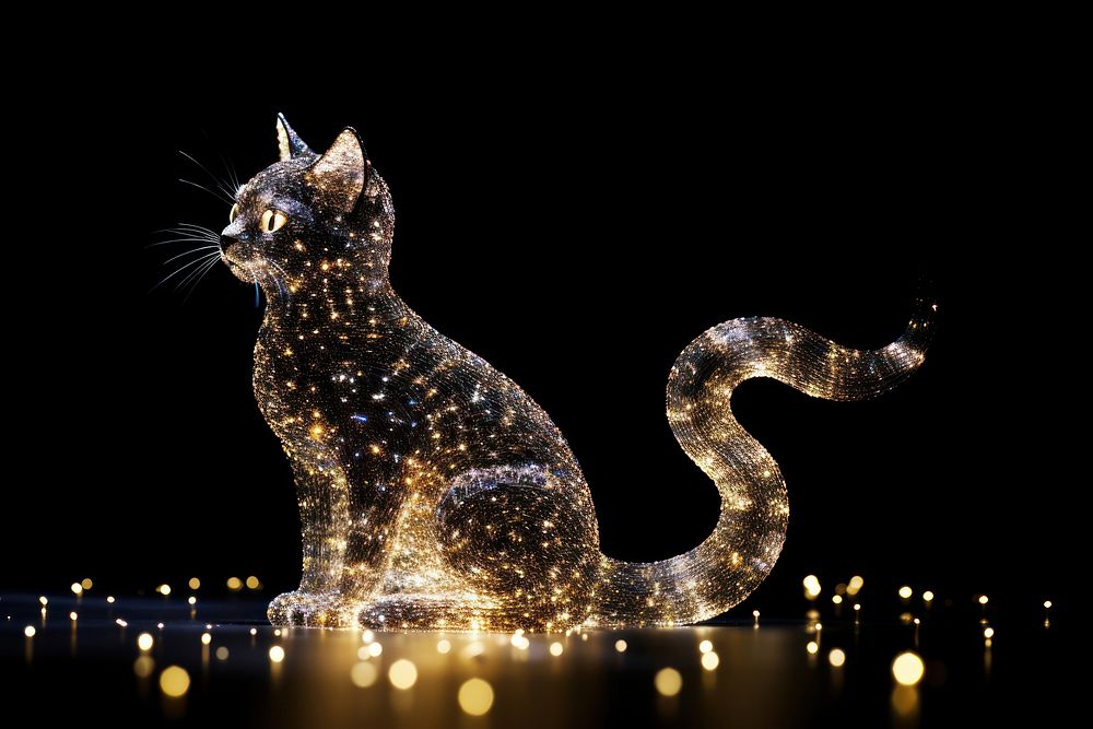 Cat sparkle light glitter outdoors animal mammal.