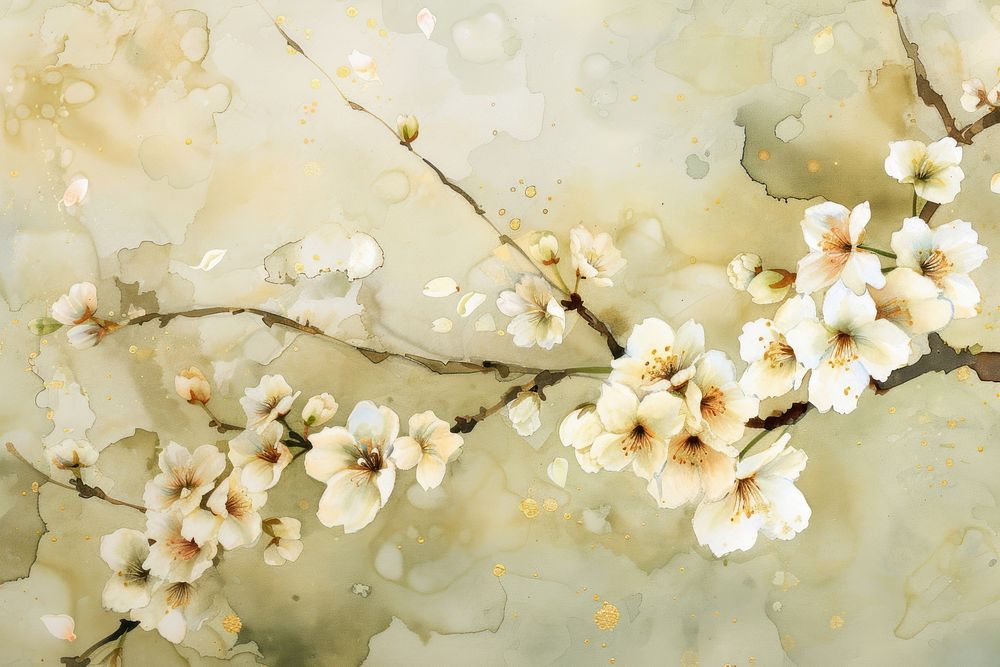 Cherry blossom watercolor background painting backgrounds flower.