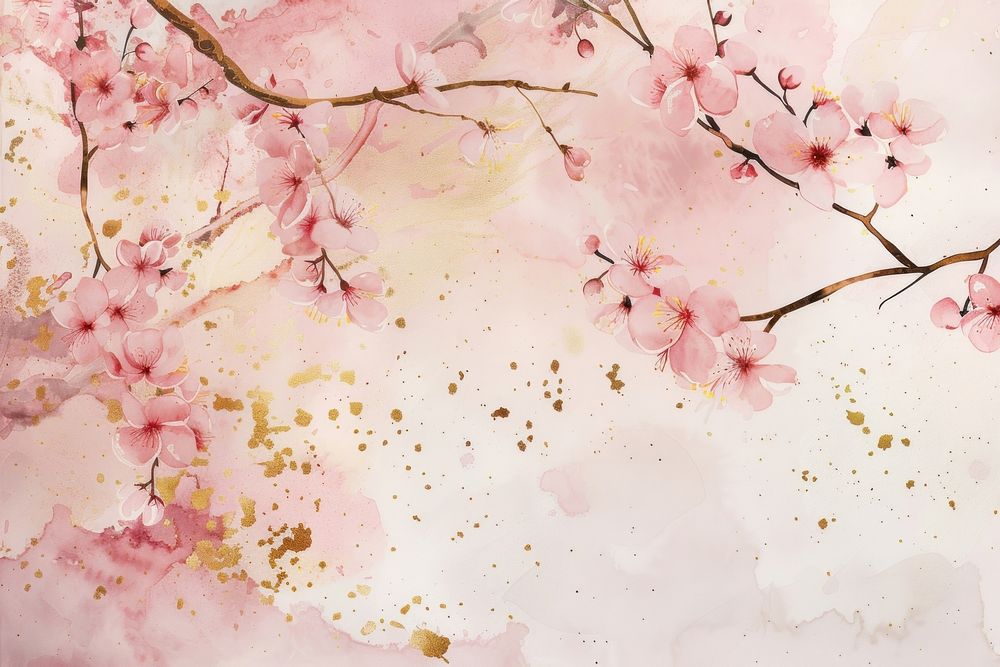 Cherry blossom watercolor background backgrounds flower plant.