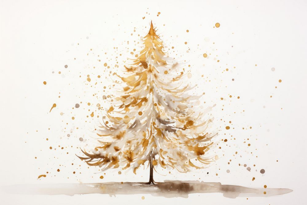Christmas tree watercolor background plant celebration splattered.