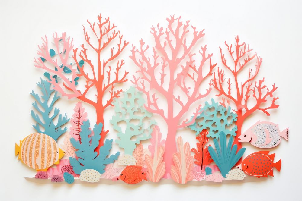 Isolated coral reef nature craft art.
