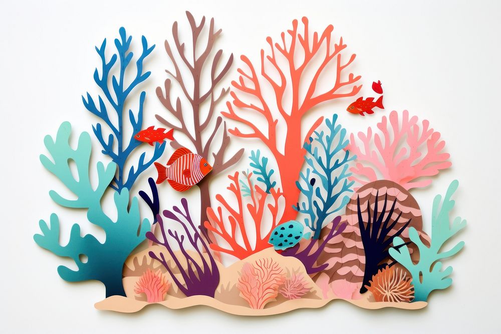 Isolated coral reef painting nature art.