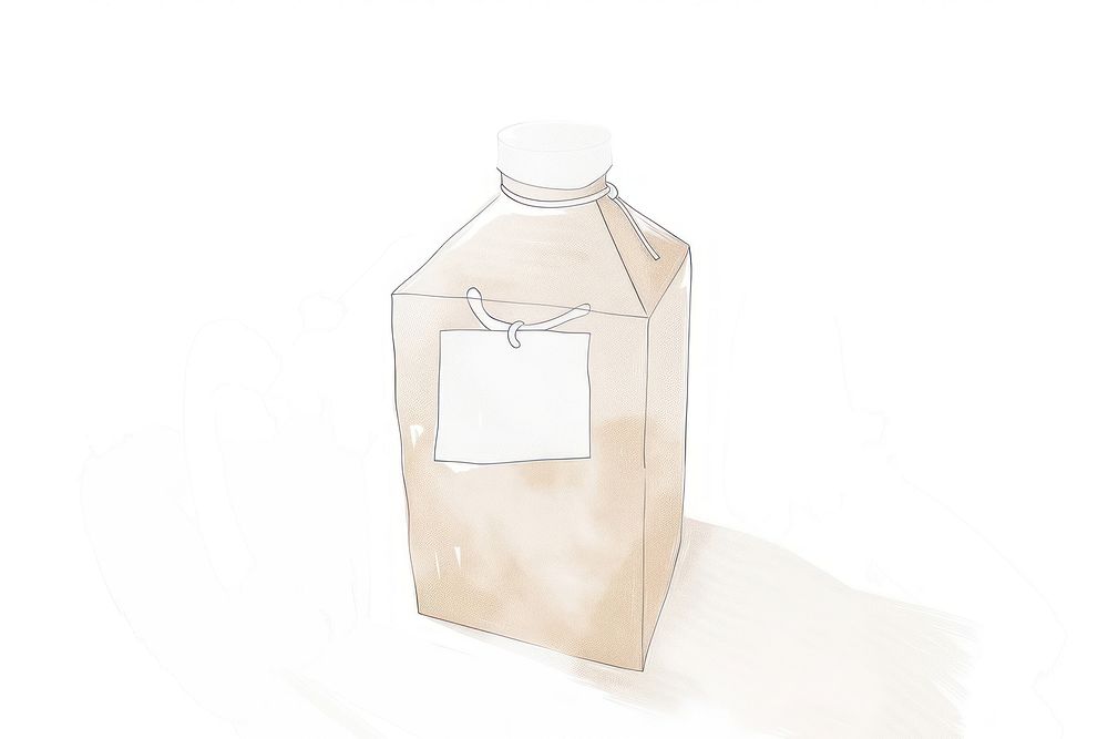 Milk box bottle white white background.