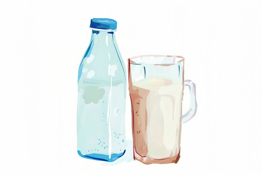 Milk bottle glass drink.