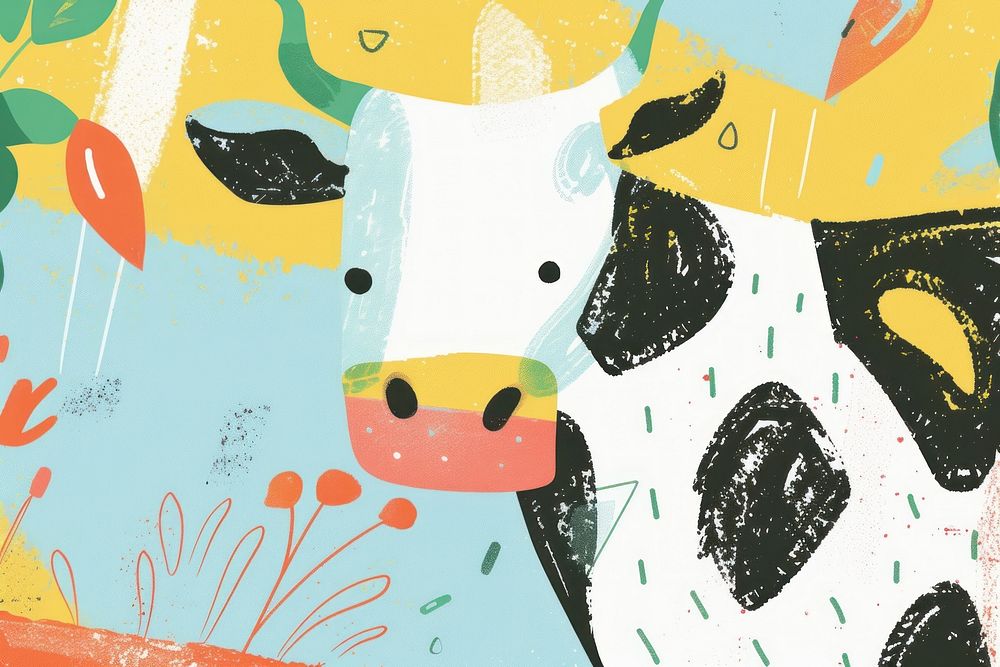 Cute farm cow illustration backgrounds livestock painting.