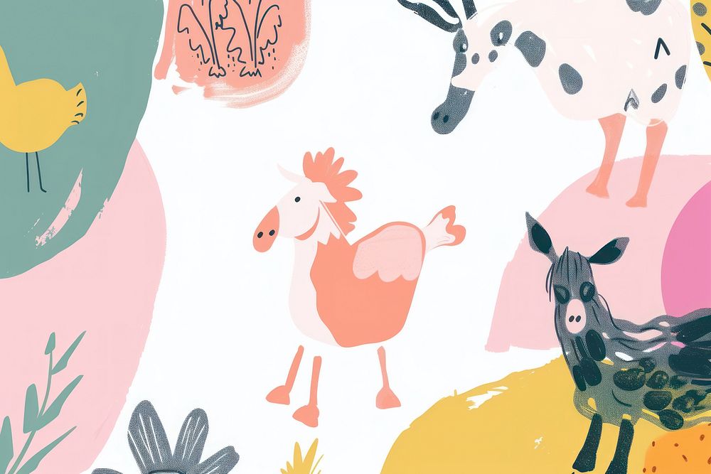 Cute farm animals illustration backgrounds mammal representation.