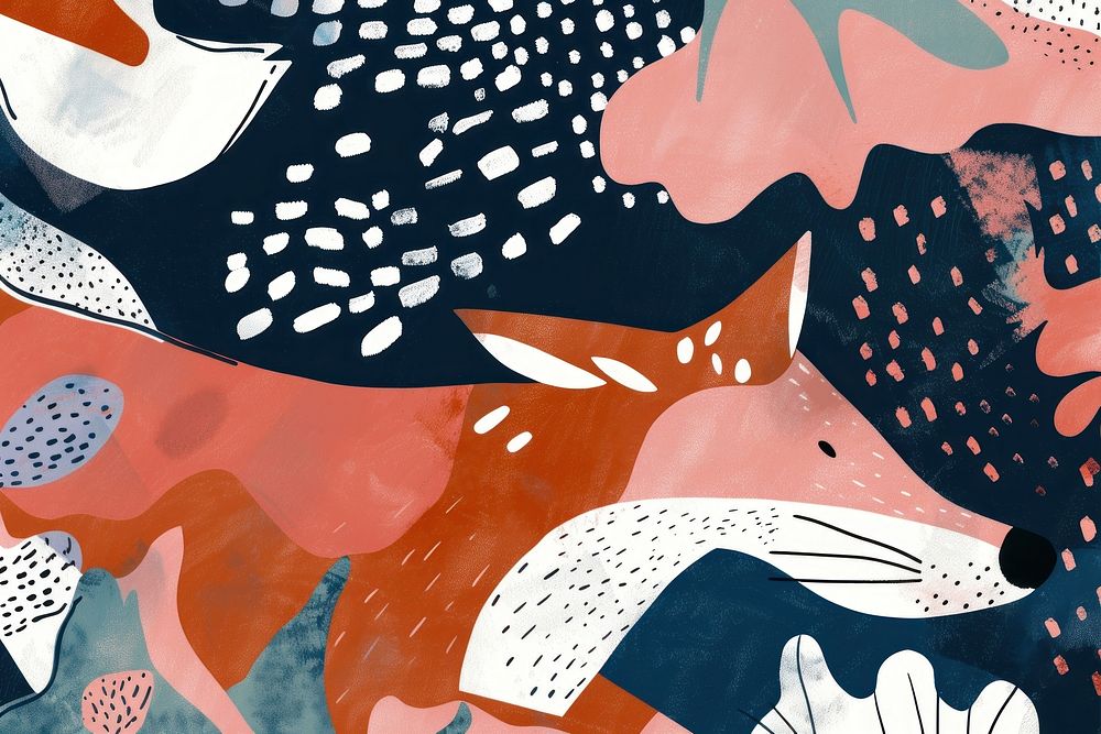 Cute fox illustration backgrounds pattern art.