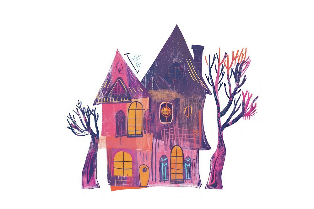 Haunted house architecture building painting.