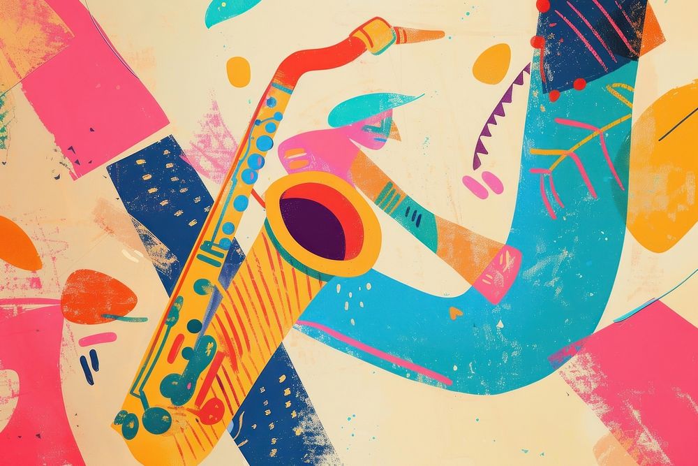 Cute jazz illustration backgrounds painting art.