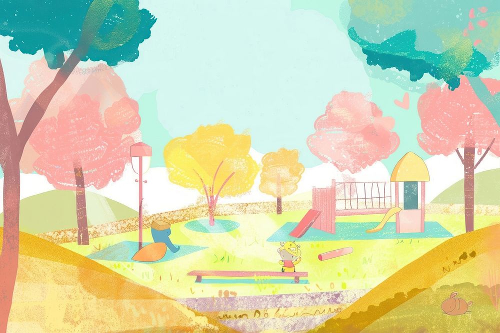 Cute Park illustration outdoors painting playground.