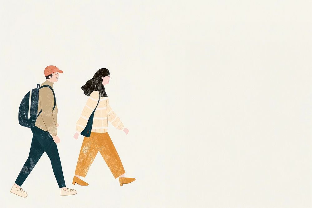 Cute people walking illustration adult togetherness photography.