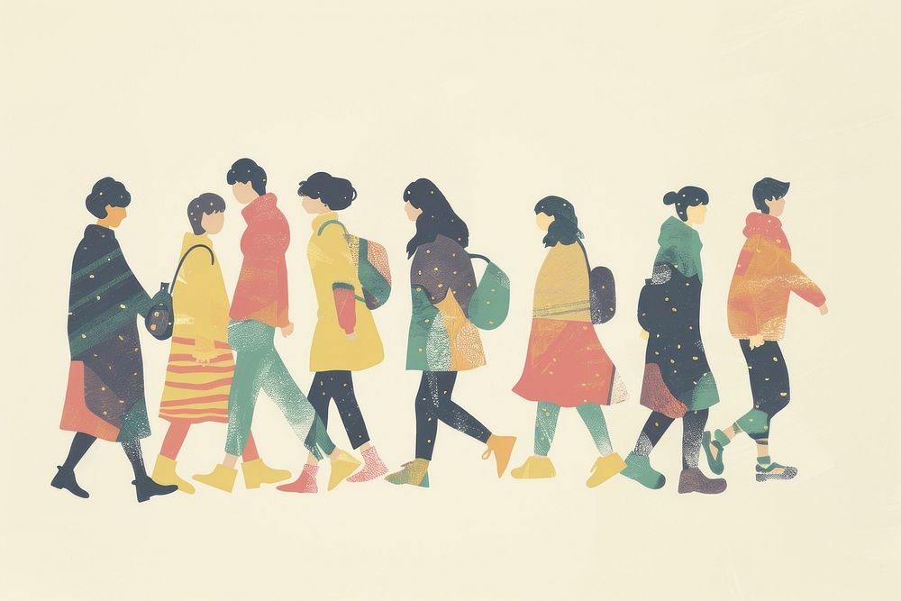 Cute people walking illustration footwear drawing sketch.